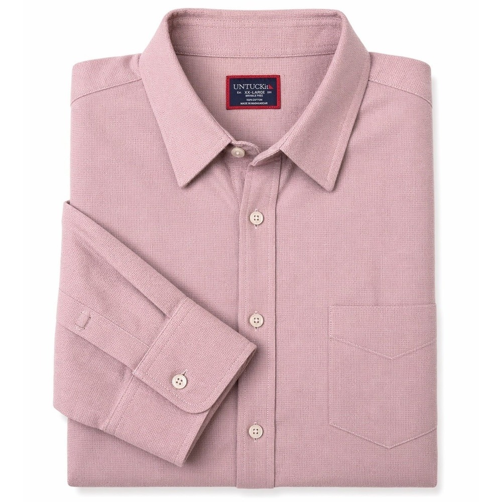 UNTUCKit Button Up Shirt Men 2XL Long Sleeve Veneto WF Texture Pink 100% Cotton